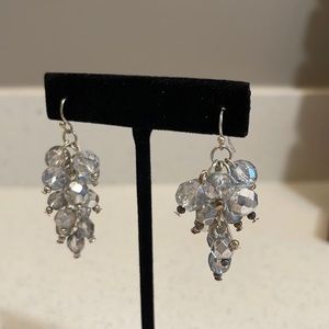 Clear and silver colored beaded earrings